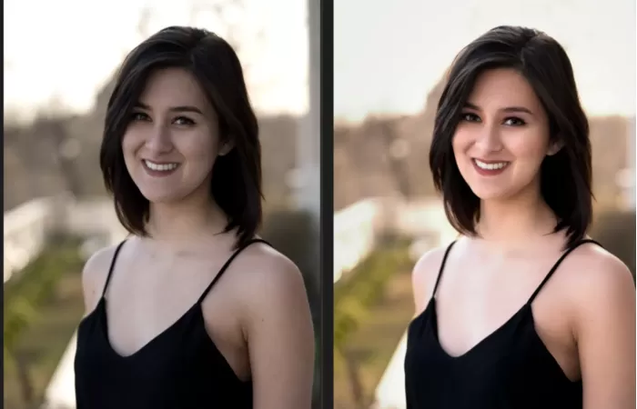 Portrait image before and after AI